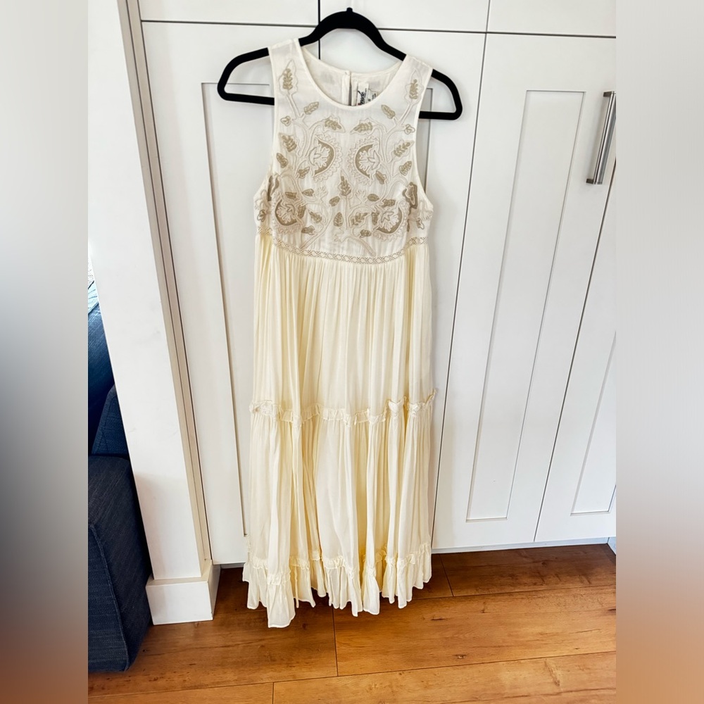 Size Small, Cream, ankle length, Anthropology Dress, brand Pinnacle